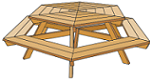Hexagonal (six sided) BBQ picnic table